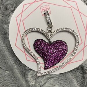 Glittering Silver and Purple Heart Necklace